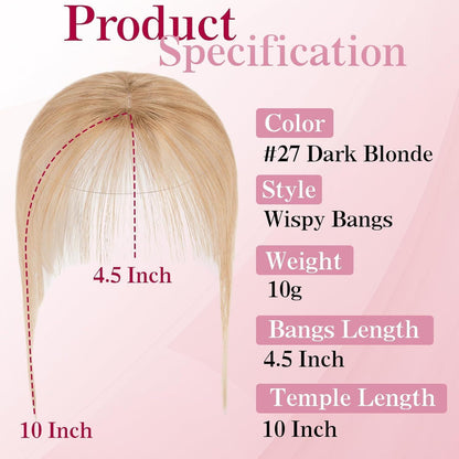 Clip-in Pony Echthaar Wispy Bangs Dunkelblond #27