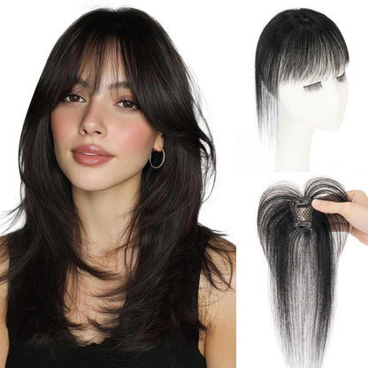 Clip-in Pony Echthaar Wispy Bangs Schwarz 10g