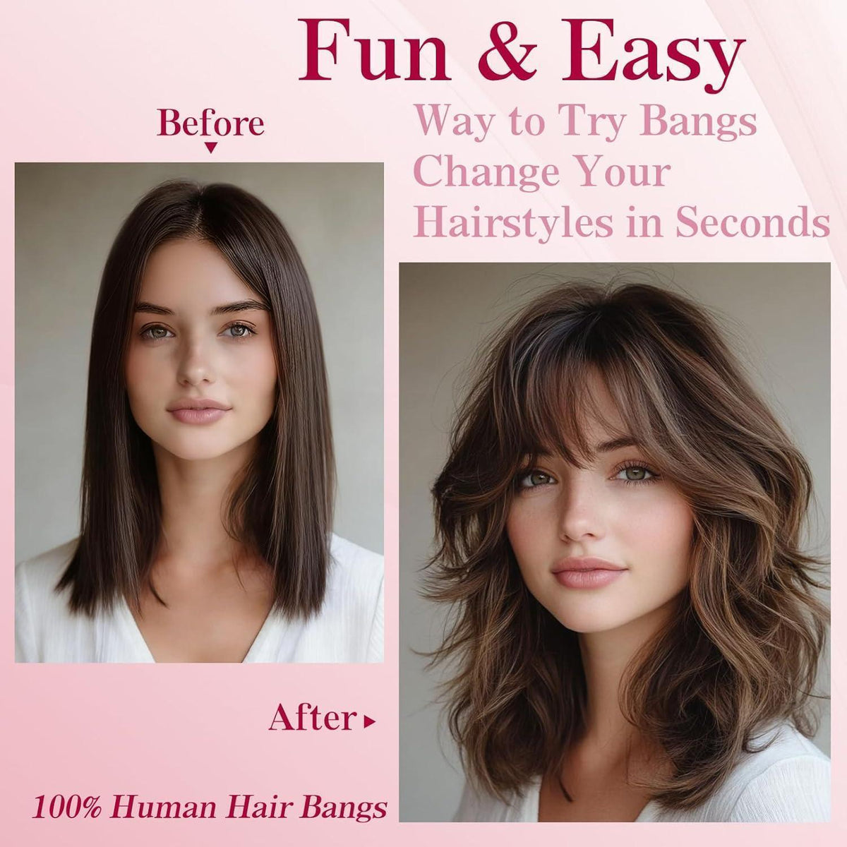 Clip-in Pony Echthaar Wispy Bangs Schwarz 10g
