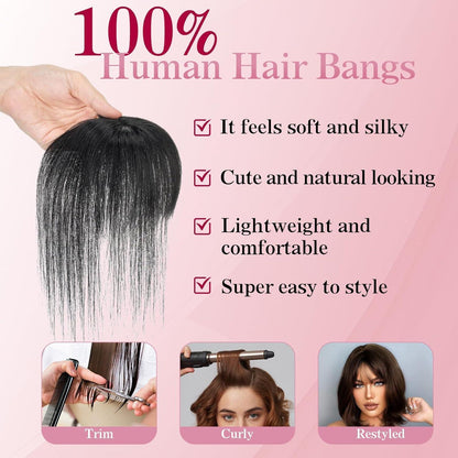 Clip-in Pony Echthaar Wispy Bangs Schwarz 10g