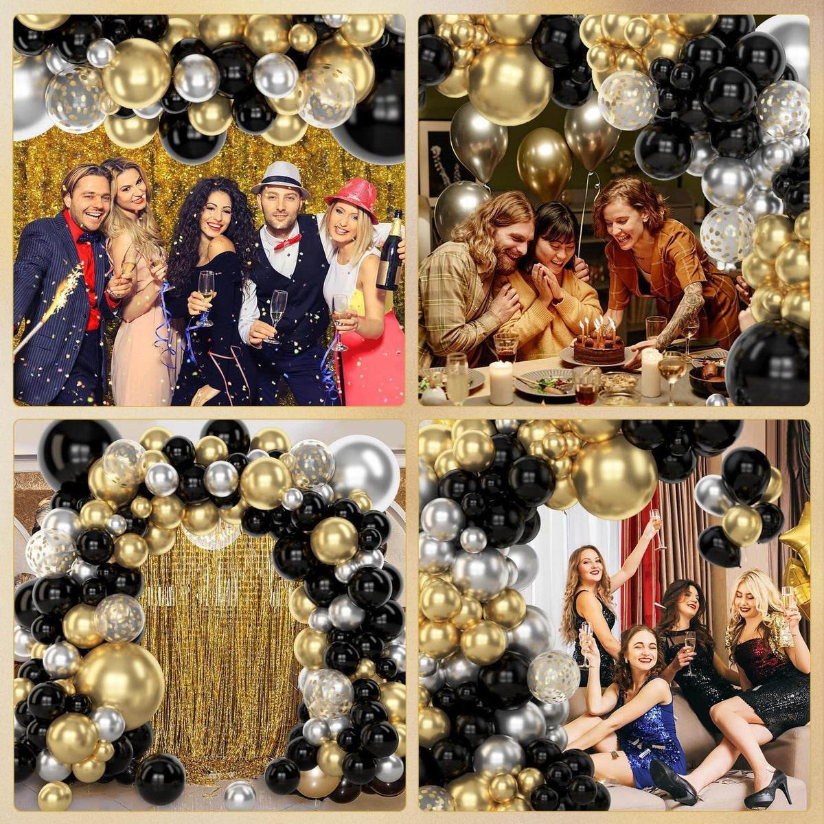 Schwarz Gold Ballons Girlande Set für Party & Deko