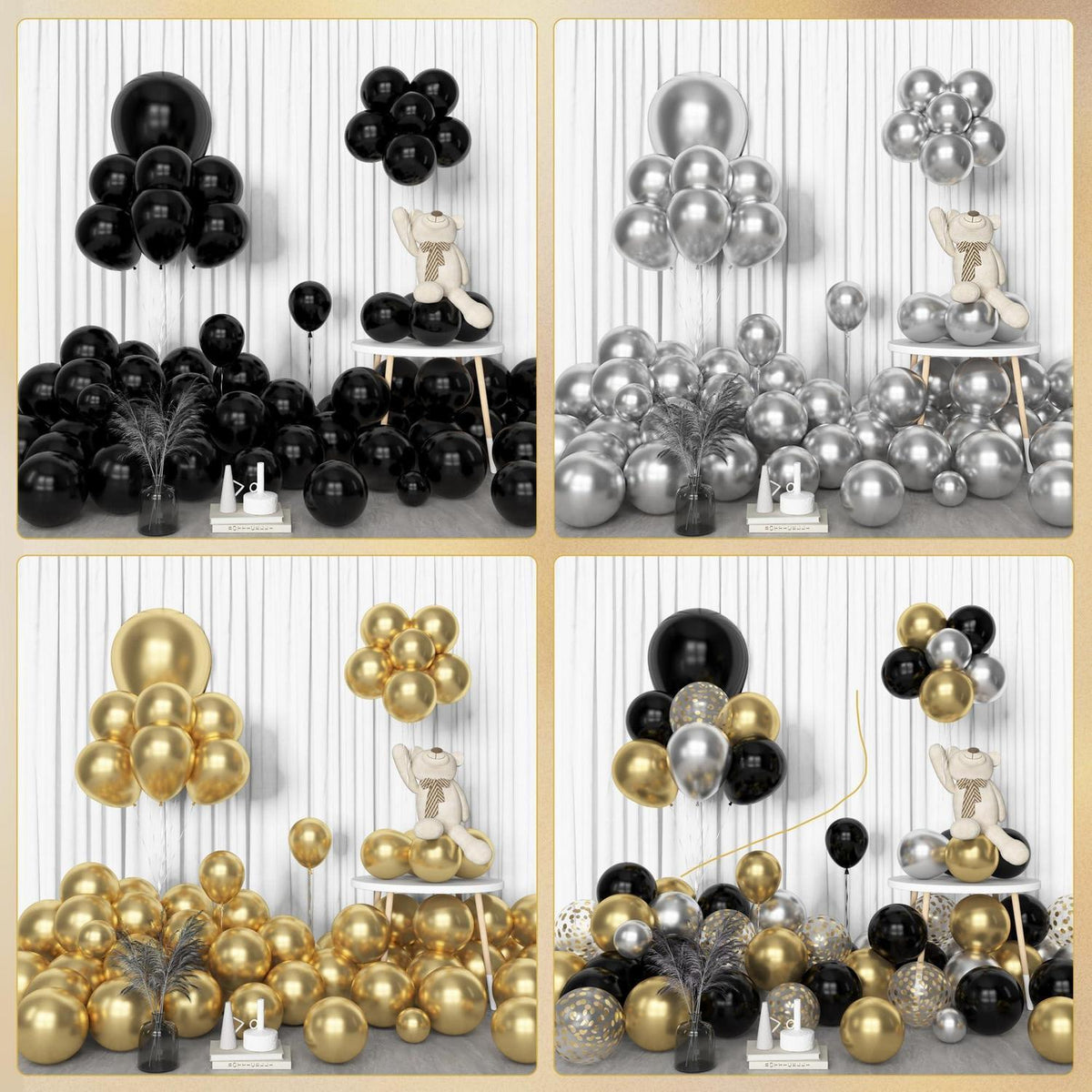 Schwarz Gold Ballons Girlande Set für Party & Deko