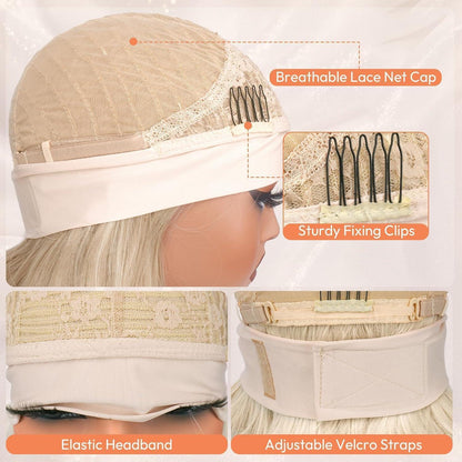 Goldblond Welle Stirnband Perücke – 66cm, Natürlicher Look