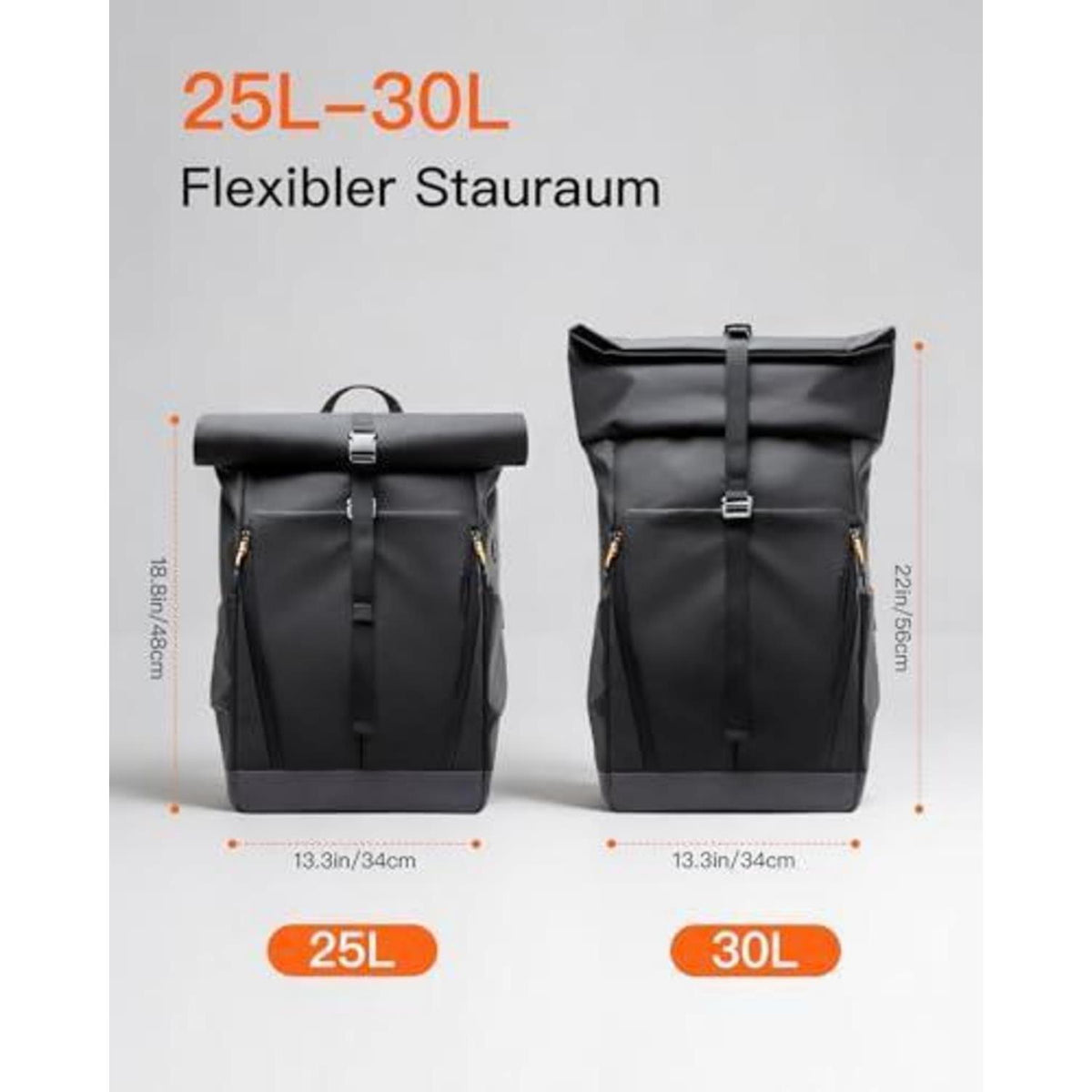 RollTop Rucksack 25L – Spritzwassergeschützt & Vielseitig