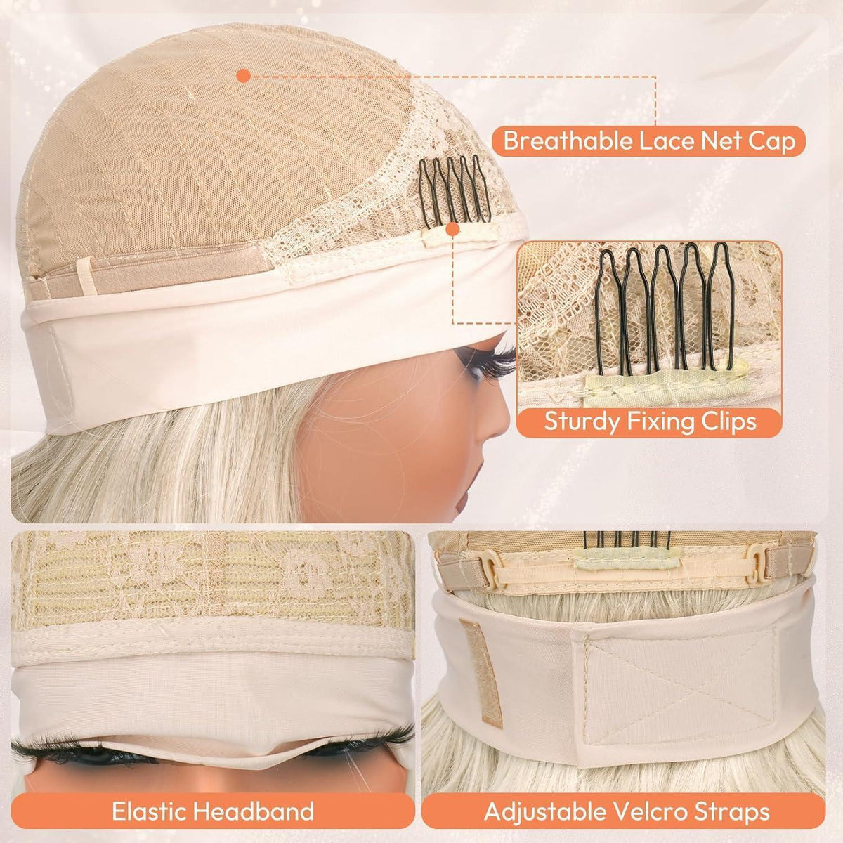 Blond gewellte Stirnband Perücke 66cm – Natürlicher Look