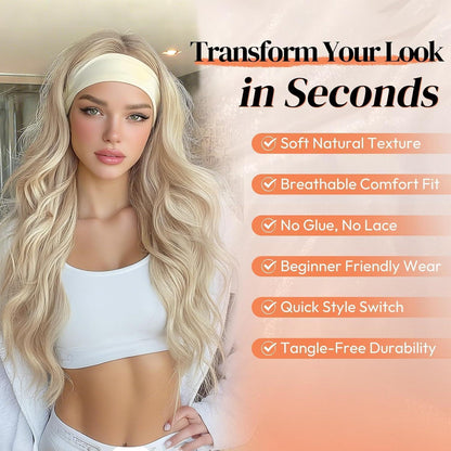 Blond Highlight Body Wave Stirnband Perücke 66cm