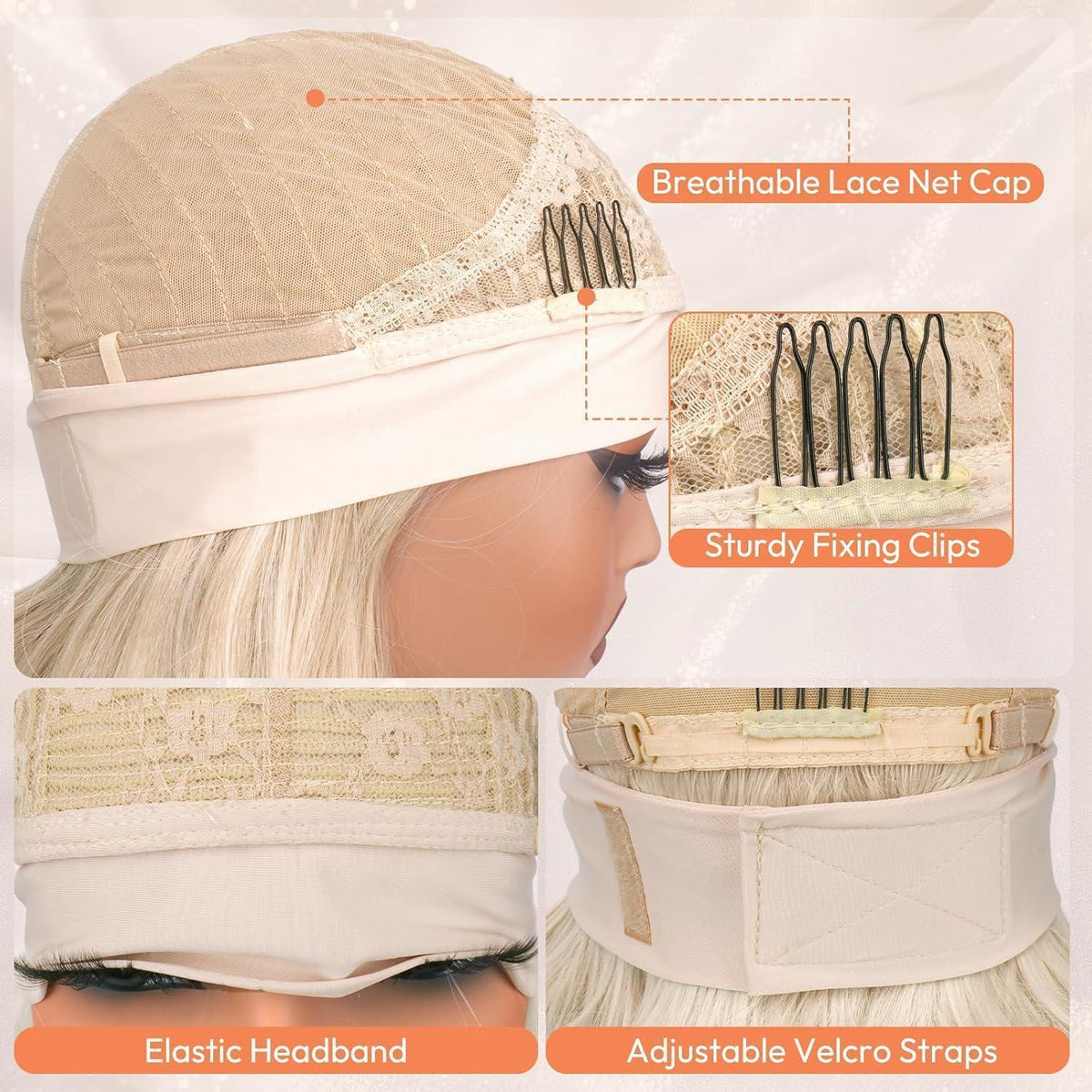 Blond Highlight Body Wave Stirnband Perücke 66cm
