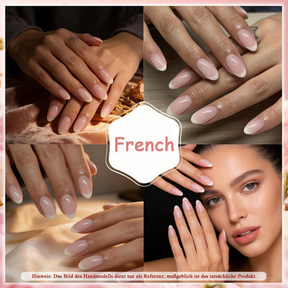 Künstliche Nägel Mandel French Nude Weiß Glänzend 24 Stück