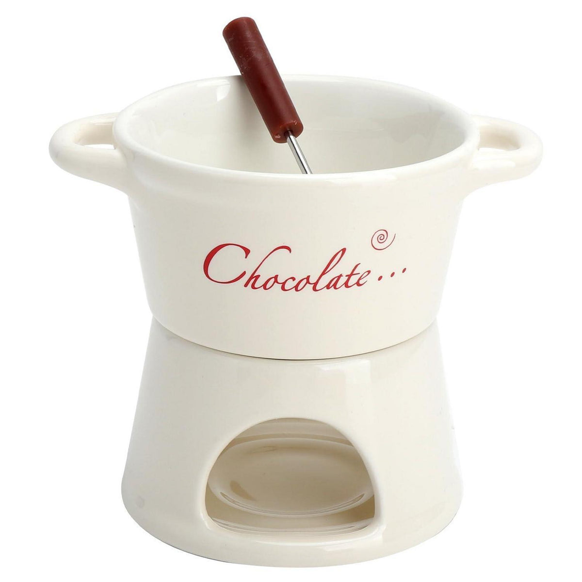 Keramik Schokofondue Set mit Topf & Gabel – 300ml