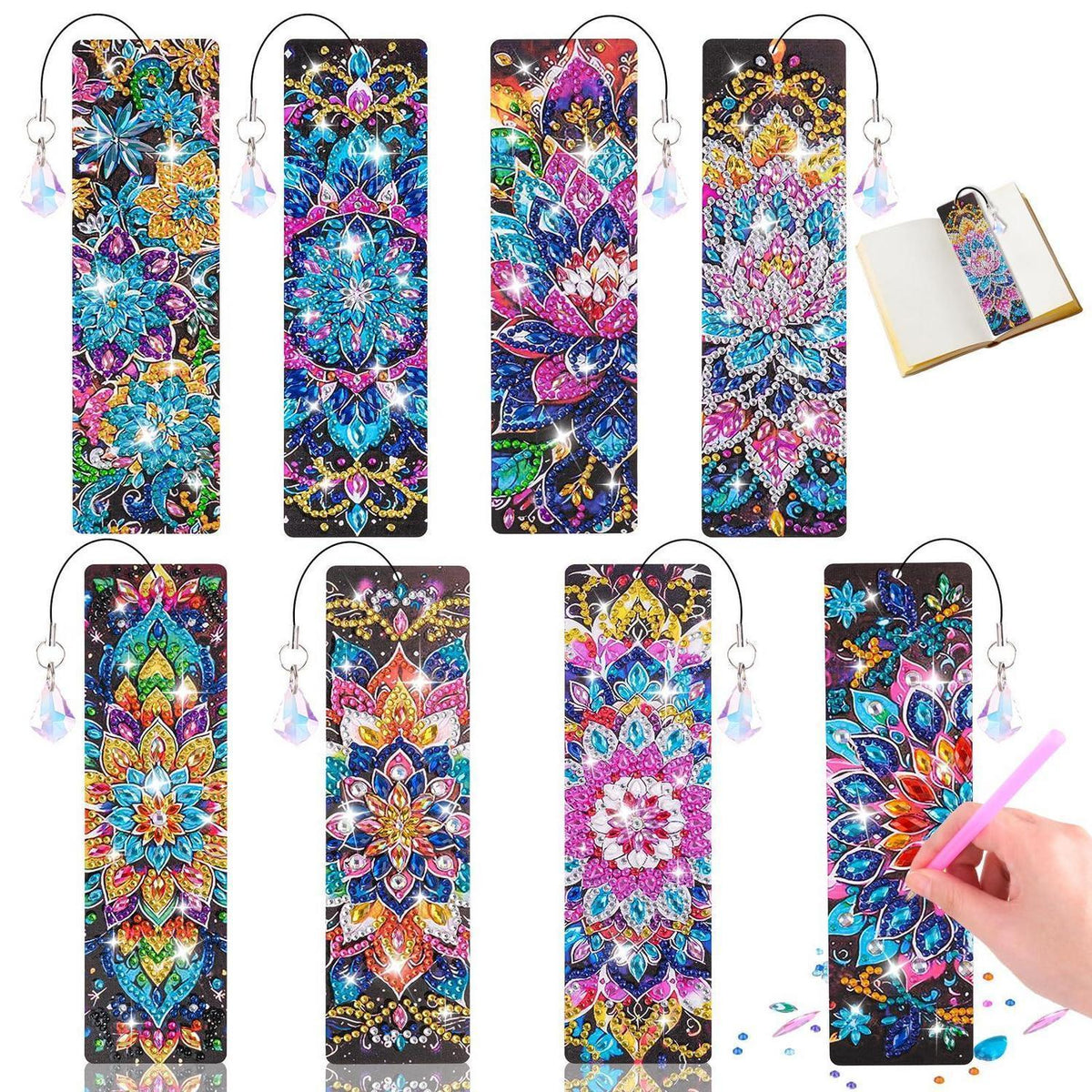 Diamond Painting Lesezeichen Mandala – 8er Set zum Basteln