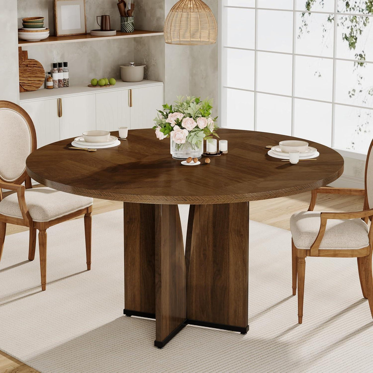 Runder Esstisch 100cm Landhausstil Holz Küchentisch für 4 Personen
