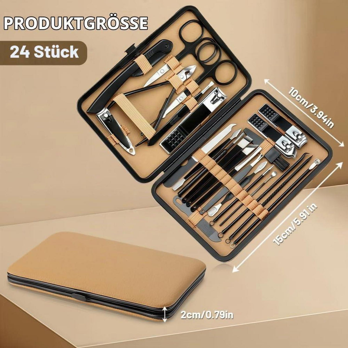 Maniküre Set 24-teilig Edelstahl – Nagelpflege Set mit Tasche