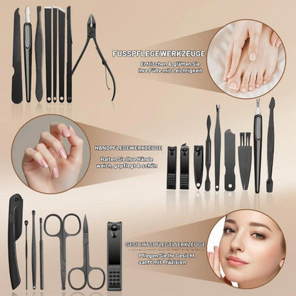 Maniküre Set 24-teilig Edelstahl – Nagelpflege Set mit Tasche