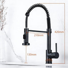 Küchenarmatur mit Pull-Down Sprüher, 360° drehbar, Schwarz