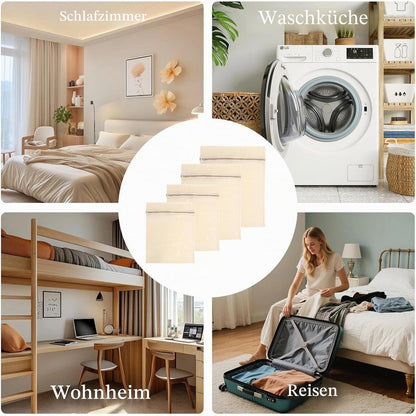 4er Set Baumwoll Wäschenetze für Waschmaschine & Reise