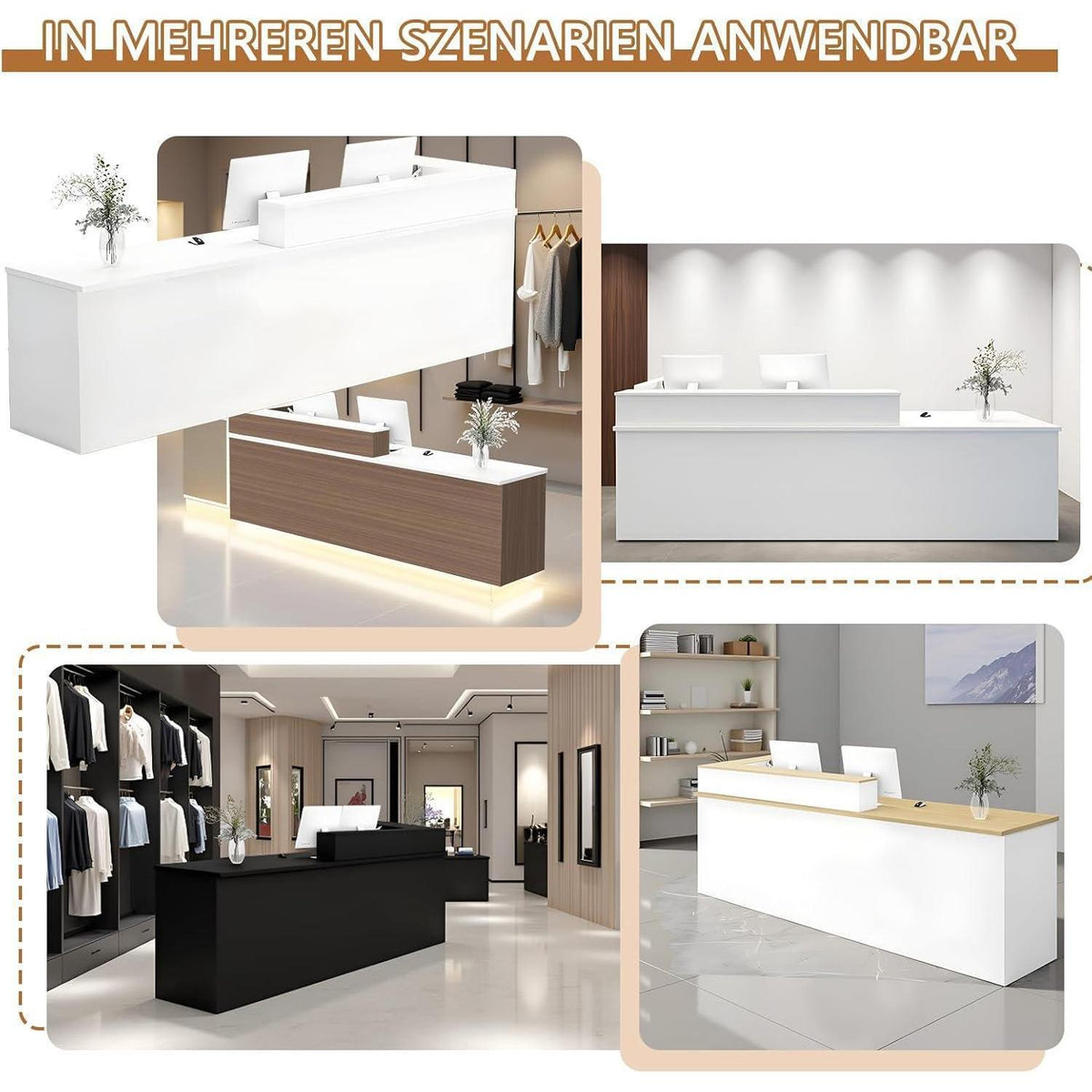 Moderne Empfangstheke Schwarz 200x60x100cm – Rezeptionstresen