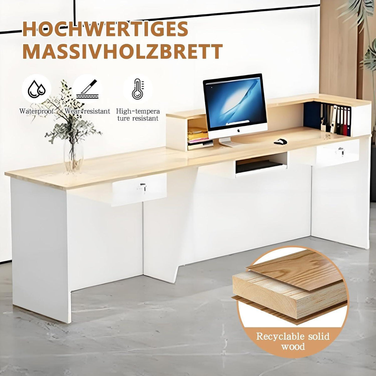 Moderne Empfangstheke | Rezeptionstresen Weiß 140x60x100cm