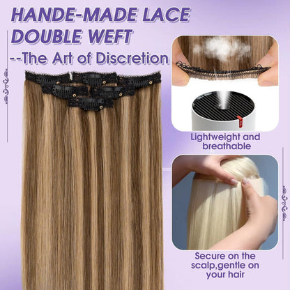Echthaar Haarverlängerung Balayage Schokoladenbraun/Dunkelblond