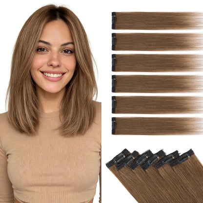 Echthaar Haarverlängerung Balayage Schokoladenbraun 25cm