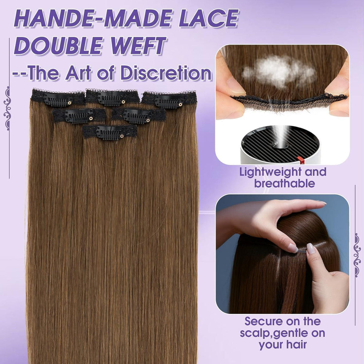 Echthaar Haarverlängerung Balayage Schokoladenbraun 25cm