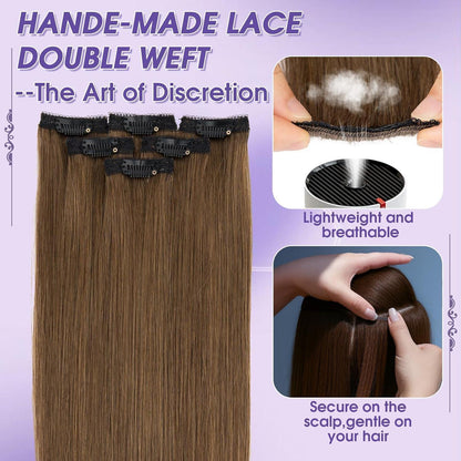 Echthaar Haarverlängerung Balayage Schokoladenbraun 25cm