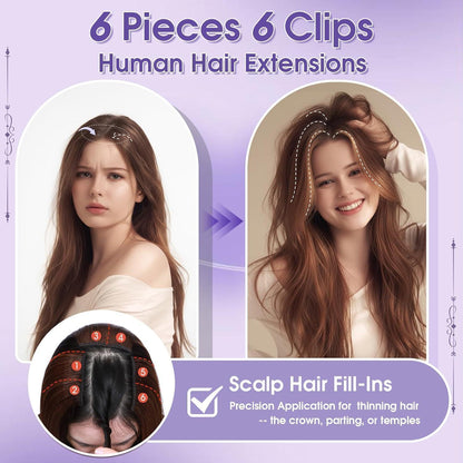 Echthaar Clip-in Extensions Balayage Blondbraun 25cm