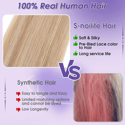 Echthaar Clip-in Extensions Balayage Blondbraun 25cm