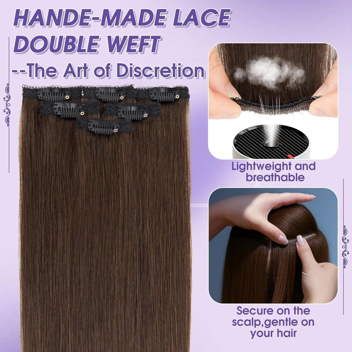 Echthaar Haarverlängerung Balayage Dunkelbraun 45cm