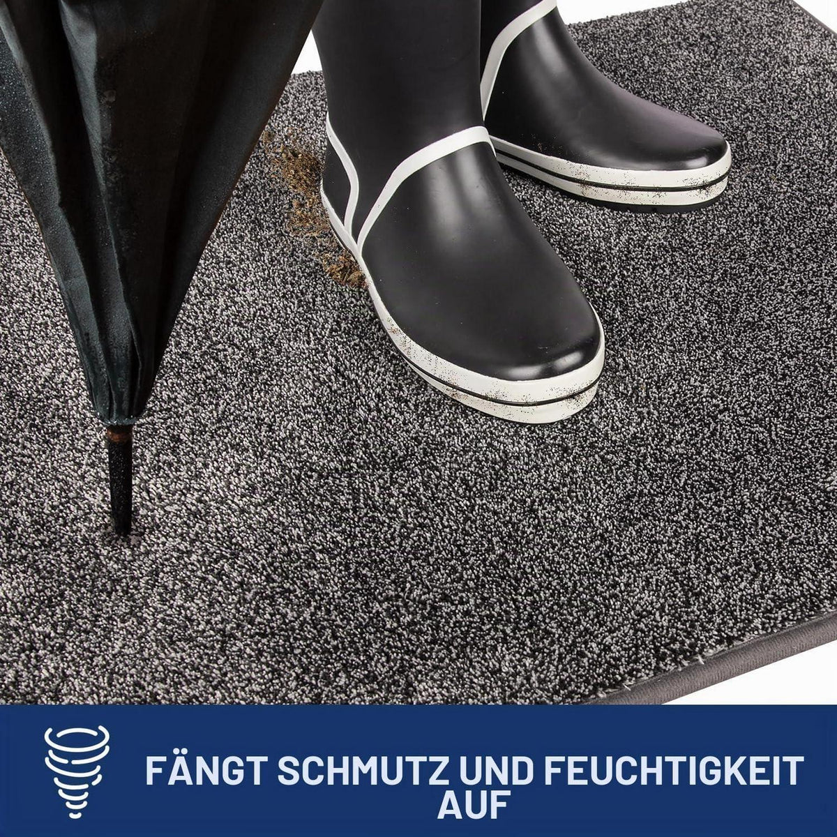 Läufer Teppich 60x210 cm – Schmutzfangmatte Grau-Schwarz
