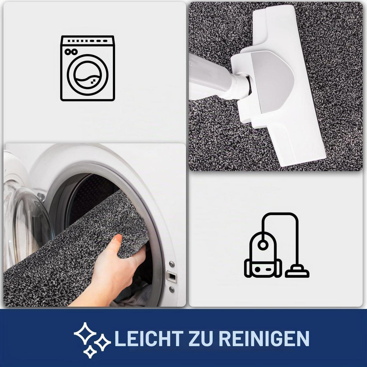 Läufer Teppich 60x210 cm – Schmutzfangmatte Grau-Schwarz