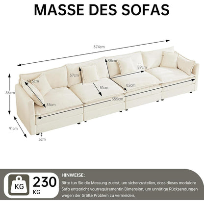 JIEXI Ecksofa mit Schlaffunktion – Beige Cord, Modern & Modular