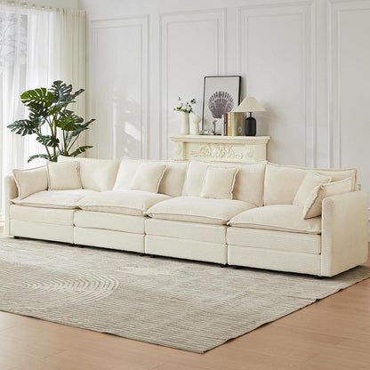 JIEXI Ecksofa mit Schlaffunktion – Beige Cord, Modern & Modular