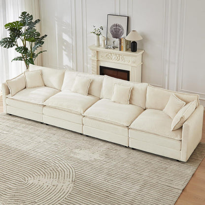 JIEXI Ecksofa mit Schlaffunktion – Beige Cord, Modern & Modular