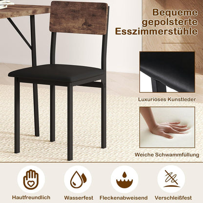 Essgruppe für 4 Personen – Vintagebraun, Esstisch mit Stühlen