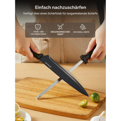 15-teiliges Edelstahl Messerblock Set – Scharf & Antihaftbeschichtet