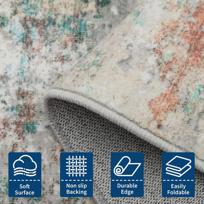 Abstrakter Teppich 200x290 cm – Bunt, Waschbar & Rutschfest