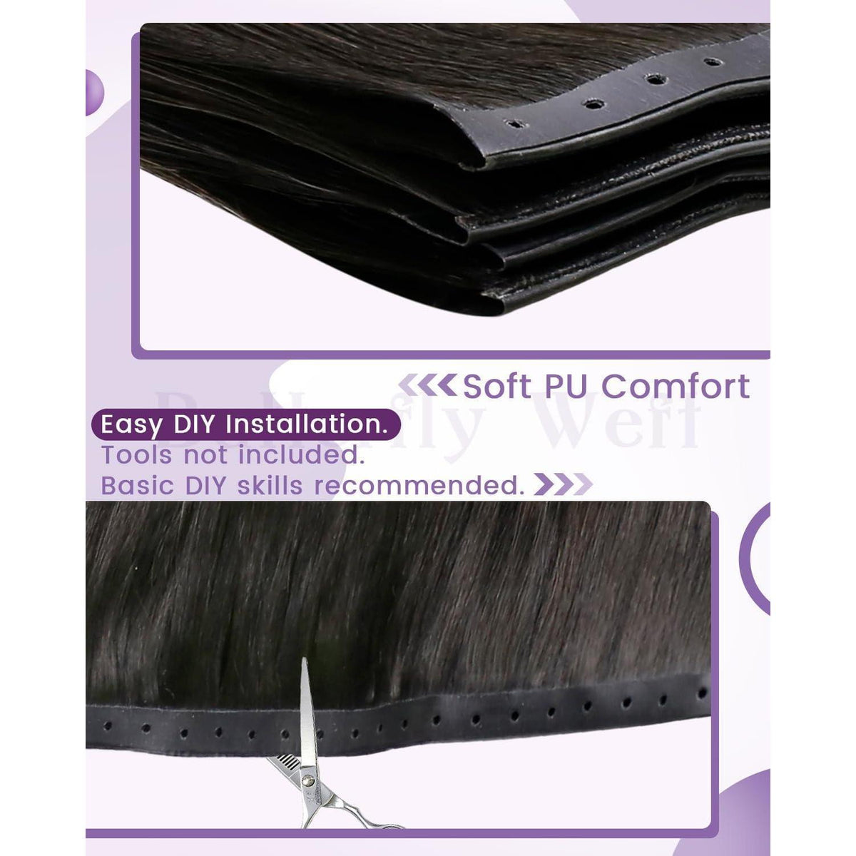 Echthaar Tressen Braun Balayage 55cm – Doppelt Tressen 80g