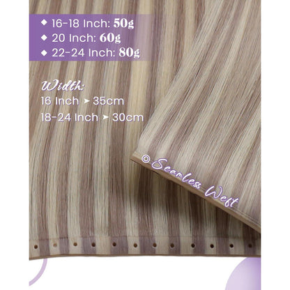 Echthaar Tressen Weißblond 60cm – Unsichtbare Weft Extensions