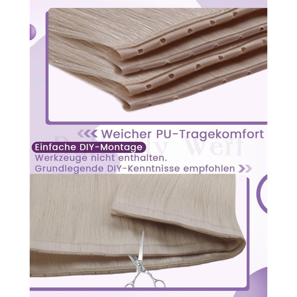 Echthaar Tressen Blond 55cm – Doppelt Nähen #60