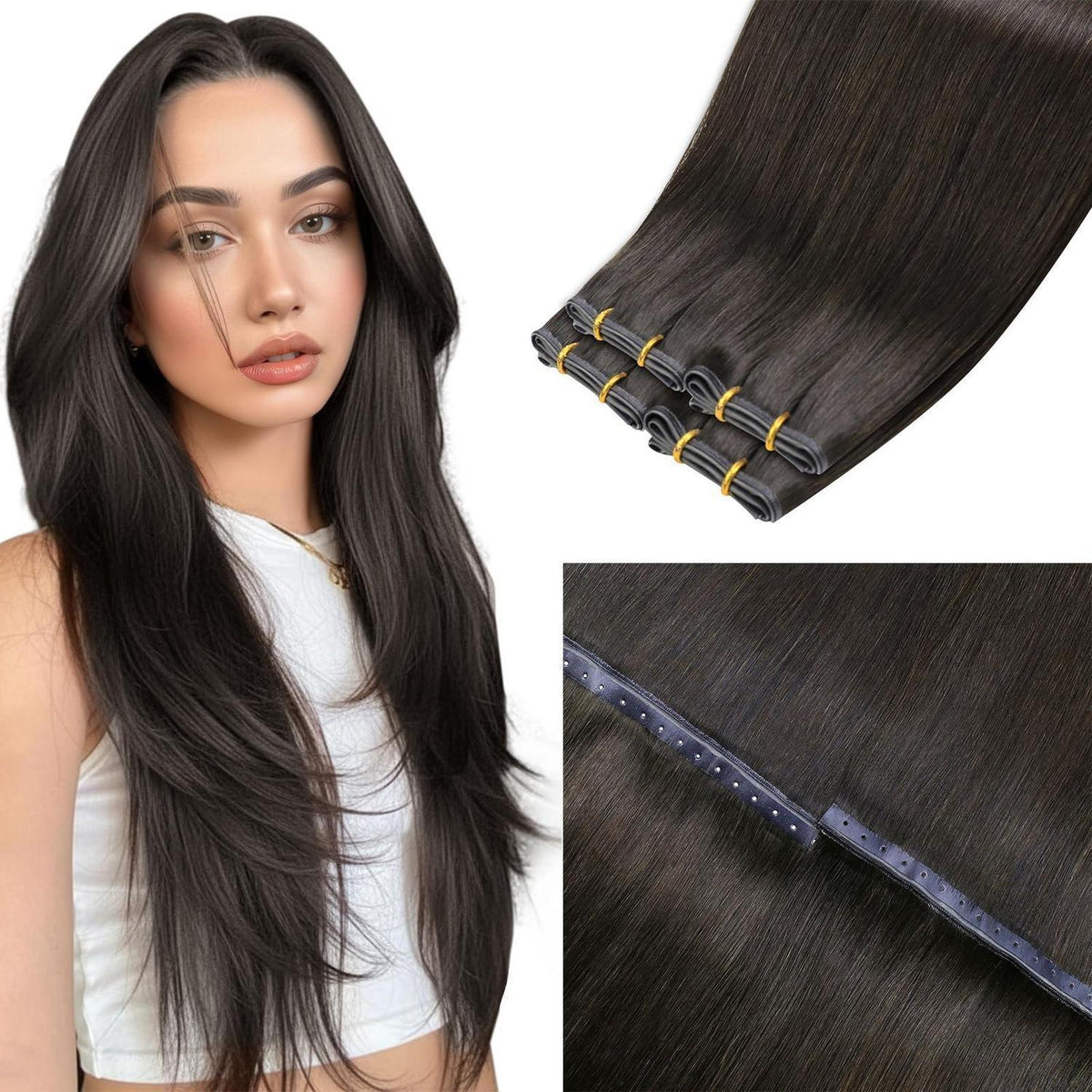 Echthaar Tressen Braun 60cm – Salonqualität & Volumen