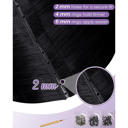 Echthaar Tressen Schwarz 50cm – Kleberfrei & Volumengebend