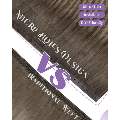 Echthaar Tressen 50cm Ombre Blond Braun Weft Extensions