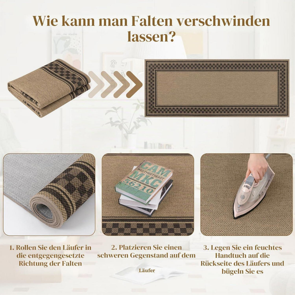 Jute Optik Läufer 80x200 cm – Rutschfest & Pflegeleicht