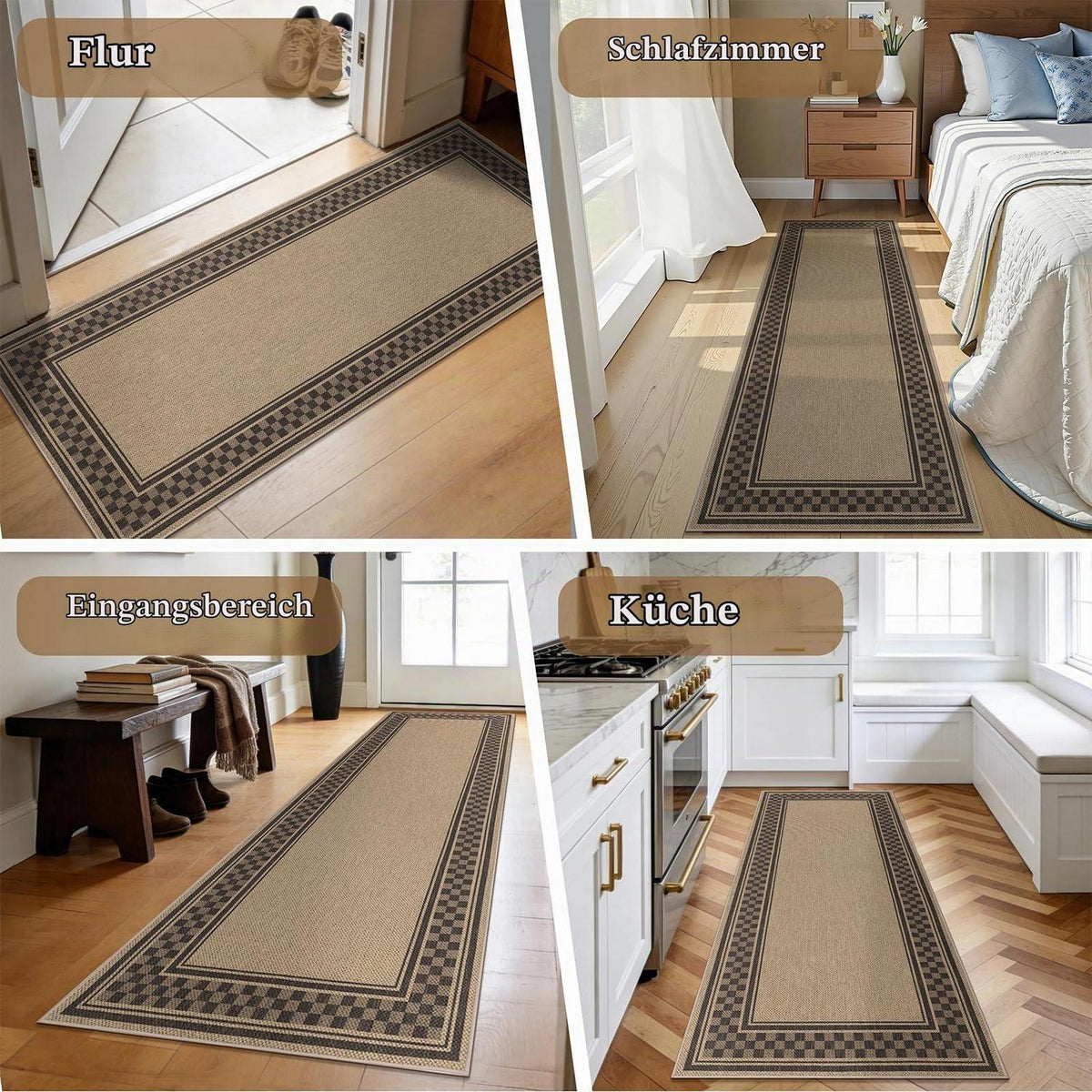 Jute Optik Läufer 80x200 cm – Rutschfest & Pflegeleicht