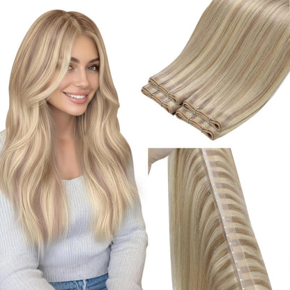 Blond Echthaar Tressen – Sew-in Weft #18/613, 45cm