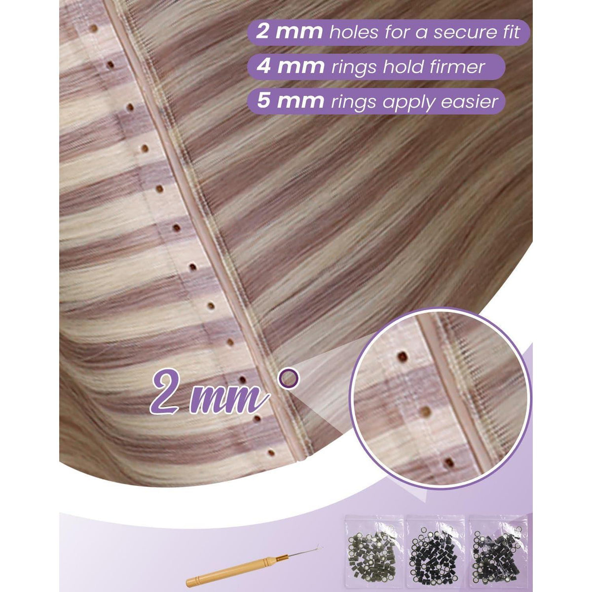 Blond Echthaar Tressen – Sew-in Weft #18/613, 45cm