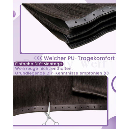 Echthaar Tressen Braun – Butterfly Weft, 45cm, 50g #2