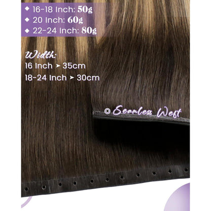Echthaar Tressen Braun 60cm - Weft Extensions zum Einnähen