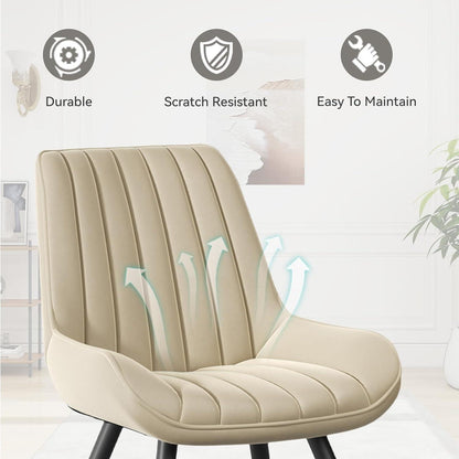 Esszimmerstühle 8er Set | Beige Polsterstühle mit Sitzkissen