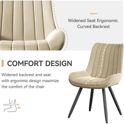 Esszimmerstühle 8er Set | Beige Polsterstühle mit Sitzkissen
